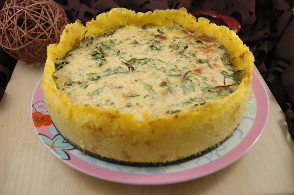 Polenta Quiche mit Rucola Umgekocht